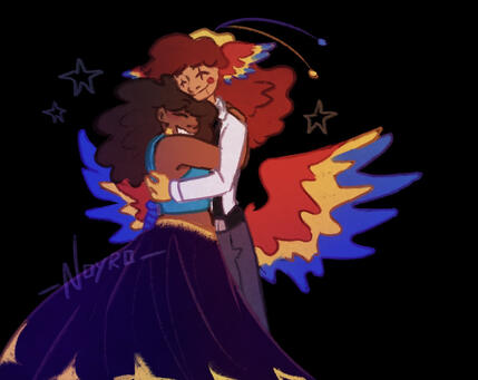 colored sketch + extra character